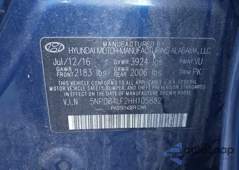 2017 Hyundai Elantra Se z USA, uszkodzony, nr VIN 5NPD84LF2HH105882